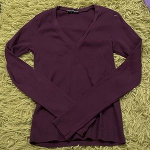 NWOT Wine/Maroon Brandy V-Neck Long Sleeve Top